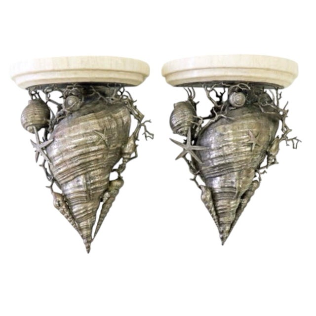 Coastal Pr/Maitland Smith Silver Conch Shell Wall Shelves For Sale - Image 3 of 4