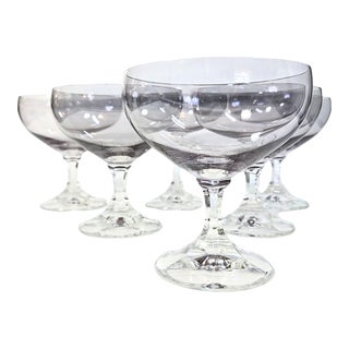 Vintage Smoky Blackberry Champagne Coupes- Set of 6 For Sale