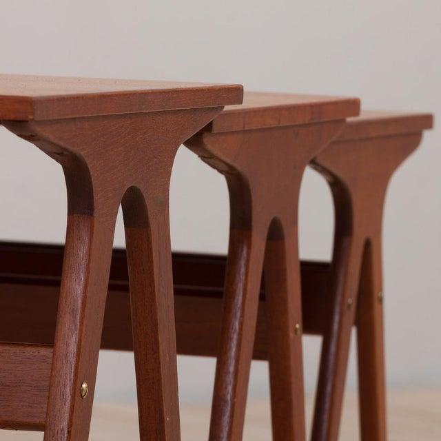 Vintage Danish Nesting Tables in Teak by Johannes Andersen for CFC Silkeborg, 1960s, Set of 3 For Sale - Image 10 of 17