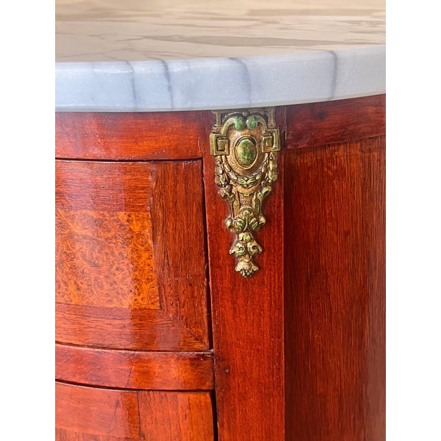 Late 19th Century Louis XVI Style Pair of Marquetry Nightstands with Marble Top For Sale - Image 12 of 18