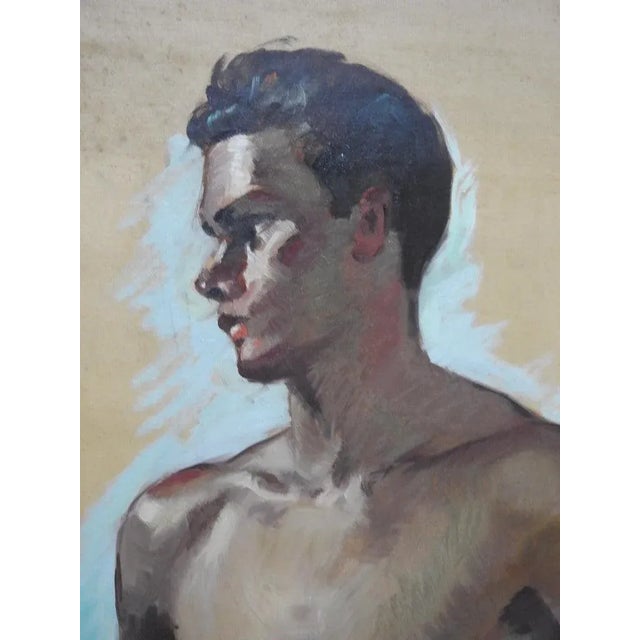 Robert Whitmore Double-Sided Oil Painting Male Against Green Background For Sale - Image 11 of 11