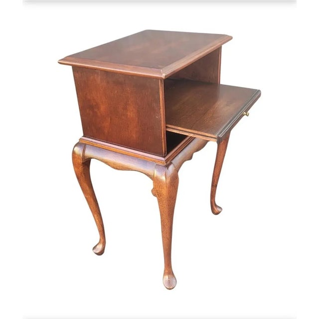 Wood Queen Anne Style Telephone Lamp Table Candle Stand With Pull-Out Tray For Sale - Image 7 of 9
