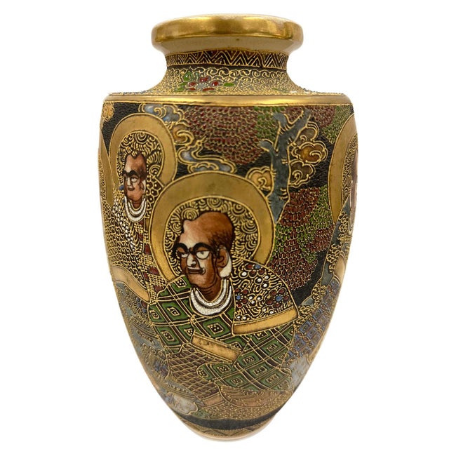 Early 20th Century Japanese Satsuma Polychrome Vase With Gilt and Figures For Sale - Image 12 of 18