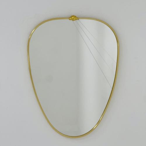 Mid Century asymmetric German brass Original kidney wall mirror from the 60s model number 986 the mirror is MADE in...