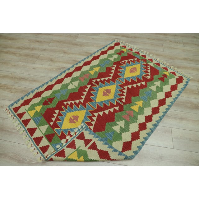 Red 1970s Turkish Boho Style Red Oushak Handmade Kilim Rug For Sale - Image 8 of 9