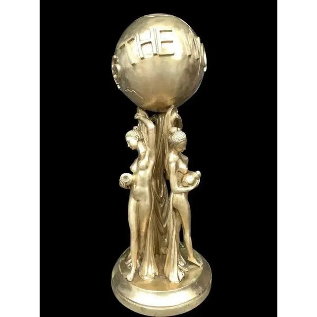 20th Century Gilt Bronze the World Is Yours Statue For Sale - Image 5 of 9