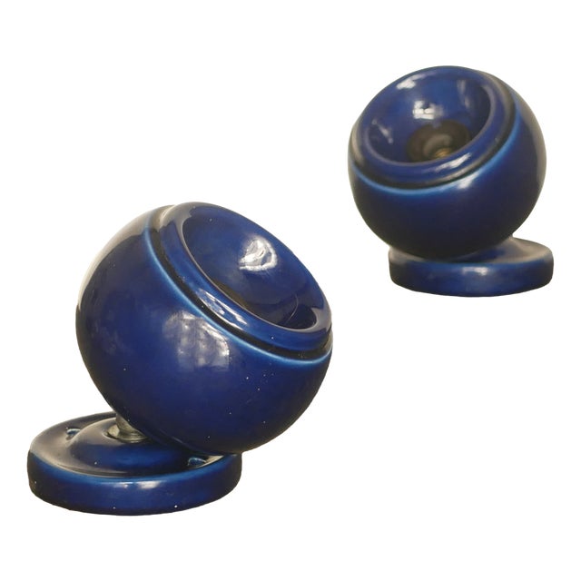 Space Age Glazed Ceramic Wall Lights, 1960s, Set of 2 For Sale