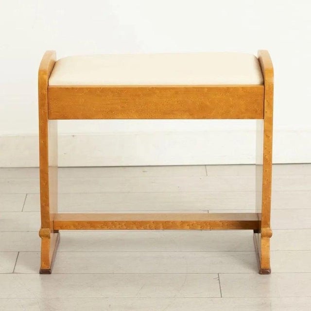 1930s British Art Deco Birdseye Maple Dressing Stool, 1930 For Sale - Image 5 of 6
