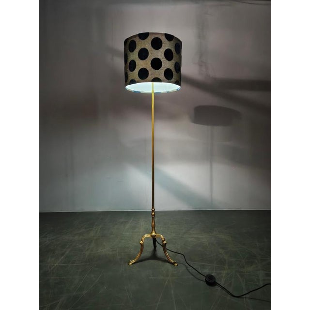 Hollywood Regency Brass Floor Lamp with Romo Shade, Italy, 1950s For Sale - Image 10 of 11