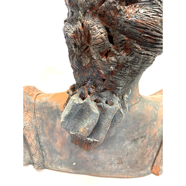 Vintage Signed Original Terra Cotta Bust Sculpture C1991 For Sale - Image 13 of 18