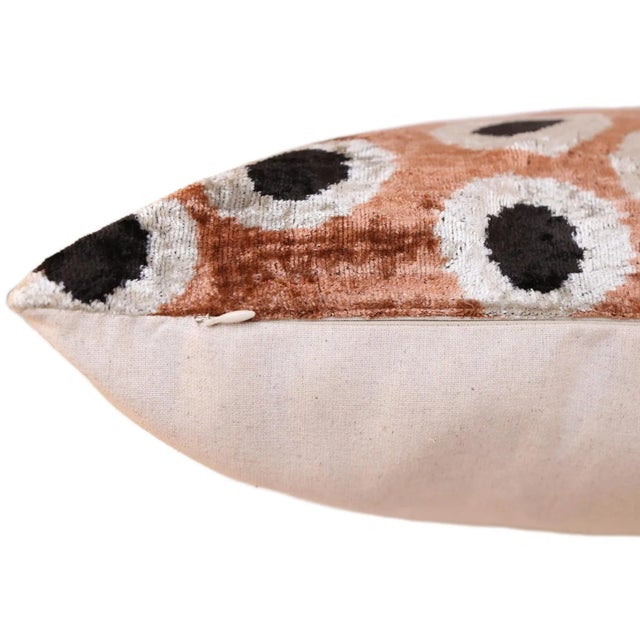 Copper Gold Black Dot Silk Velvet Lumbar Pillow – 16x24 Handmade Modern Cushion For Sale In San Francisco - Image 6 of 7