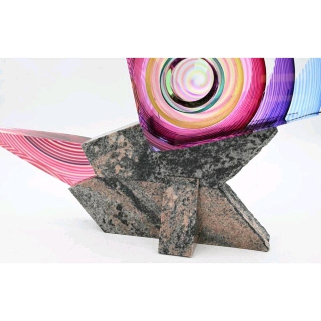Blue 1990s Kit Karbler and Michael David Art Glass and Granite Base Sculpture '' Third Conversation'' For Sale - Image 8 of 11