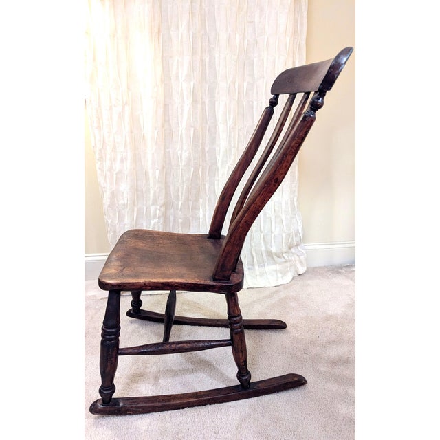 American Antique 19th Century Nursery Sewing Rocking Chair Handmade Maple & Oak For Sale - Image 3 of 13
