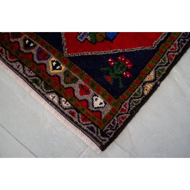 Vintage Rug Hand Made Mat Small Turkish Rug Enrty Decor - 1′ 7″ × 3′ 3″ For Sale - Image 9 of 14