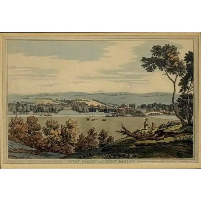 Traditional Antique 1793 Hand-Colored Aquatint – "Court Garden & Great Marlow" by j.c. Stadler For Sale - Image 3 of 12