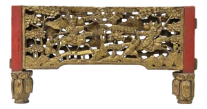 Chinese Vintage Wood Golden Relief Carving Wall Hanging Art Plaque