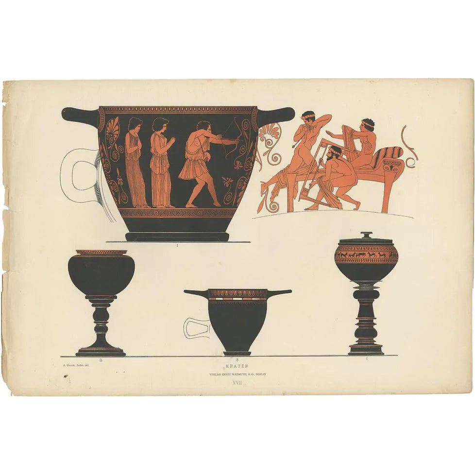 Genick, Greek Ceramics Krater, 1883, Paper | Chairish