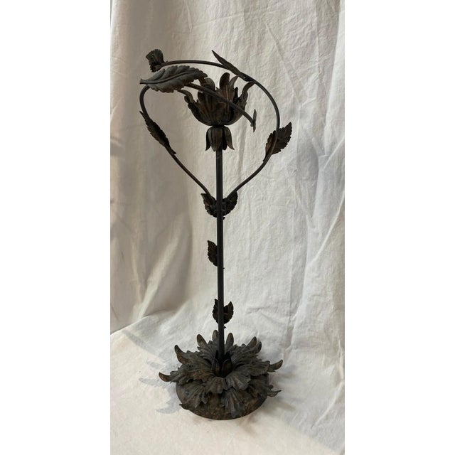Vintage Metal Floral Candle Holder For Sale - Image 10 of 10