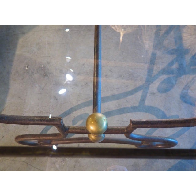 A French 1970s Wrought Iron and Brass Dining Table With Smoked Glass Top For Sale - Image 14 of 18
