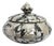 Wood Inlaid Mother of Pearl Black & White Shell Round Lidded Trinket Box For Sale