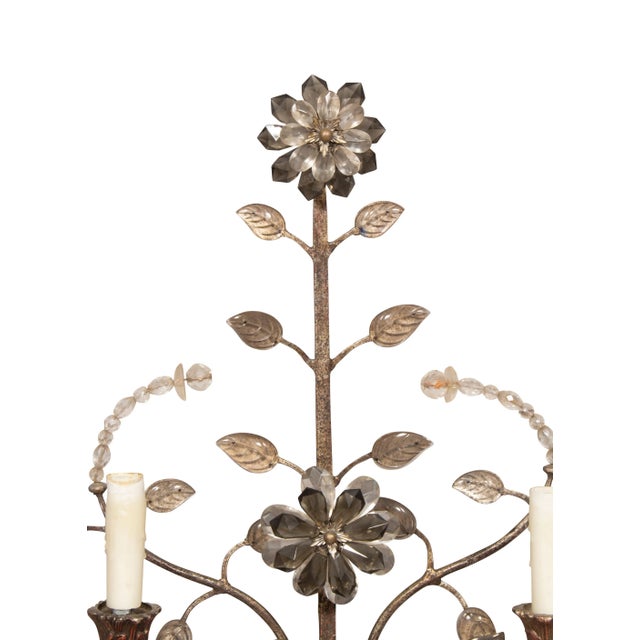Italian Iron and Glass Sconces - a Pair For Sale In Boston - Image 6 of 12
