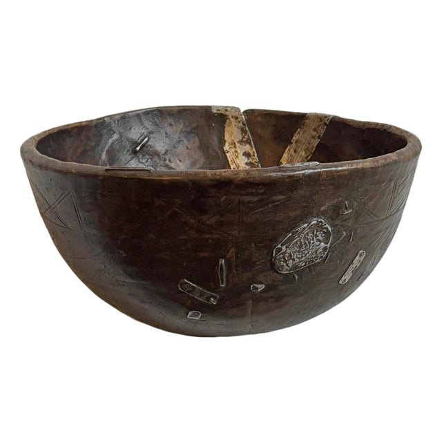 Large Vintage Fulani Wood Bowl For Sale