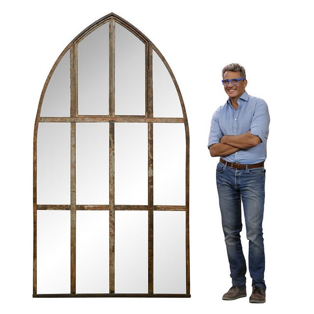 Industrial Large Arched Industrial Mirror For Sale - Image 3 of 7