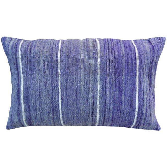 Moroccan Late 20th Century Purple & Orange Striped Moroccan Pillow For Sale - Image 3 of 4