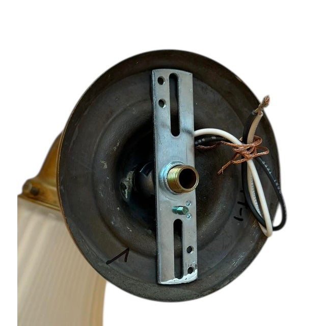 Glass Early 20th Century Pair of Antique Brass and Square Glass Shade Wall Sconces For Sale - Image 7 of 7