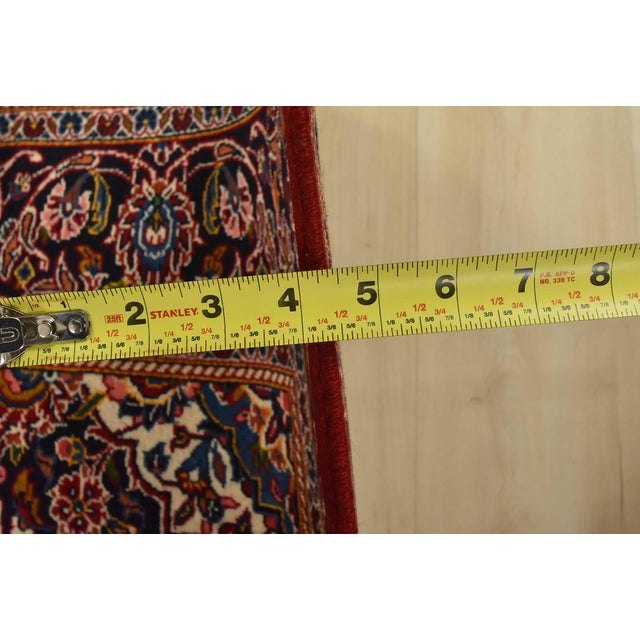 Kashan Rug 4’7” X 7’1” Red Wool Vintage Traditional Hand-Knotted Carpet For Sale - Image 11 of 13