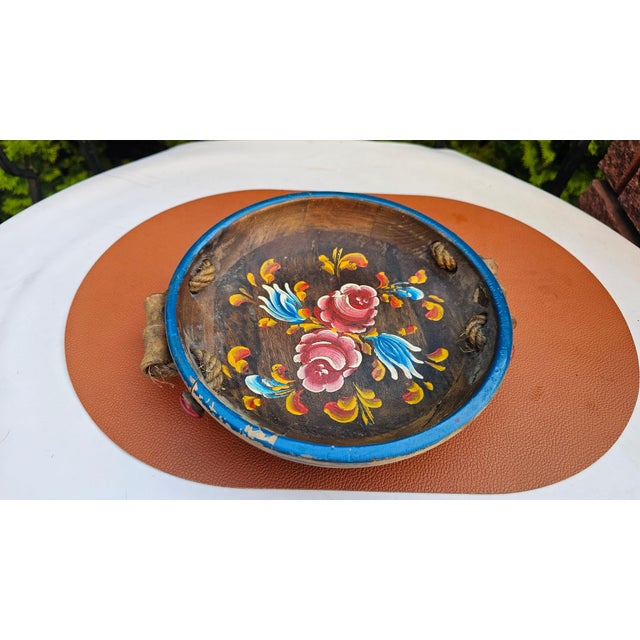 Rustic Rustic Style Painted Wooden Bowl, 1950s For Sale - Image 3 of 8