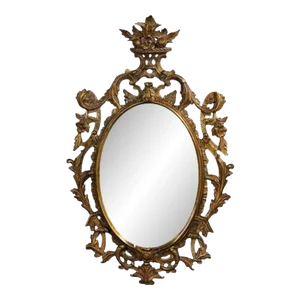 Single Giltwood Italian Floral Motif Mirror, Wall / Console / Pier, Italy, 1960s