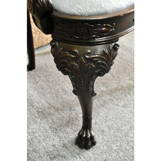 Carved Mahogany Armchair Antique Queen Anne Georgian Shell Motif Accent For Sale - Image 4 of 13
