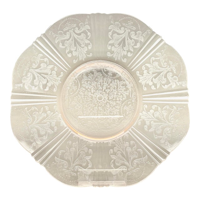 Vintage Pink “American Sweetheart” Depression Glass Cake Plate or Round Serving Platter by MacBeth Evans For Sale