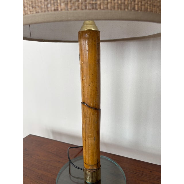 Wood Bamboo and Glass Lampshades, Italy, 1980s, Set of 2 For Sale - Image 7 of 11