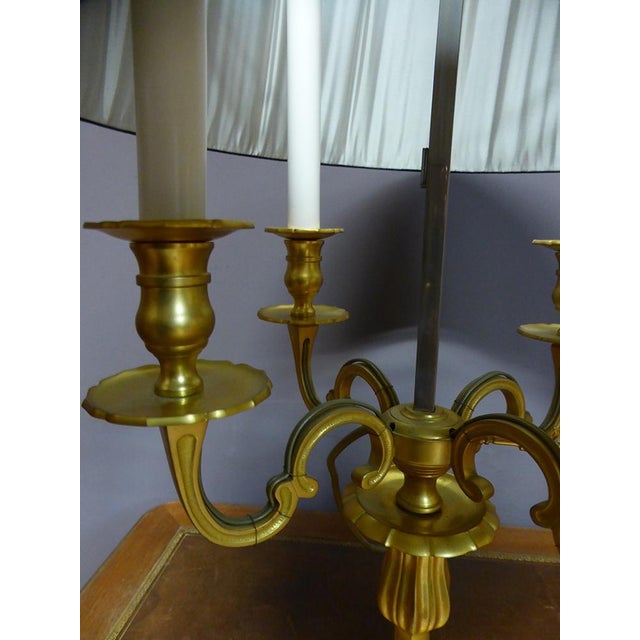 Large Lamp in Gilded Bronze with Pleated Silk Shade For Sale - Image 6 of 8