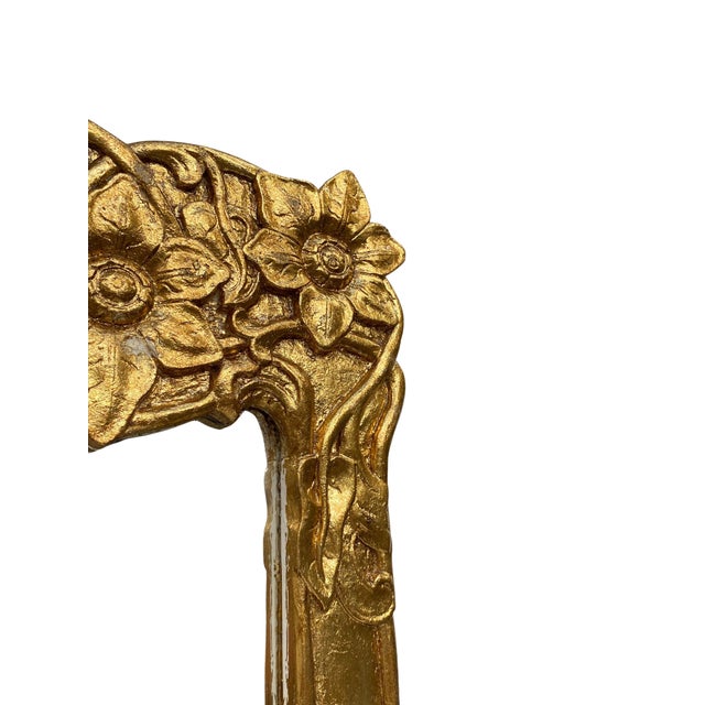 Wood Large Art Nouveau Style Mirror in Gilded Wood, 1960s For Sale - Image 7 of 11