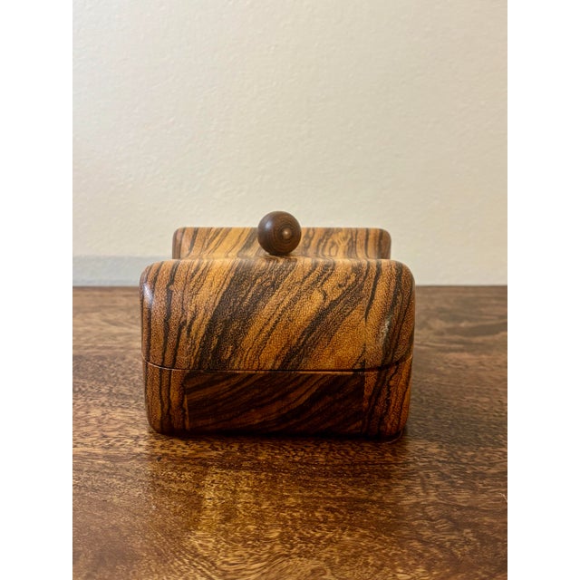 Wood 1950s Mid Century Handcrafted Zebrawood Lidded Box For Sale - Image 7 of 8