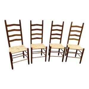 1970s Vintage Collection of Ladder-Back Chairs- Set of 4