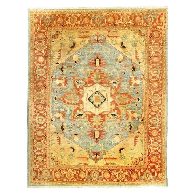 2020s Light Blue Fine Hand Knotted Serapi Design For Sale - Image 4 of 4