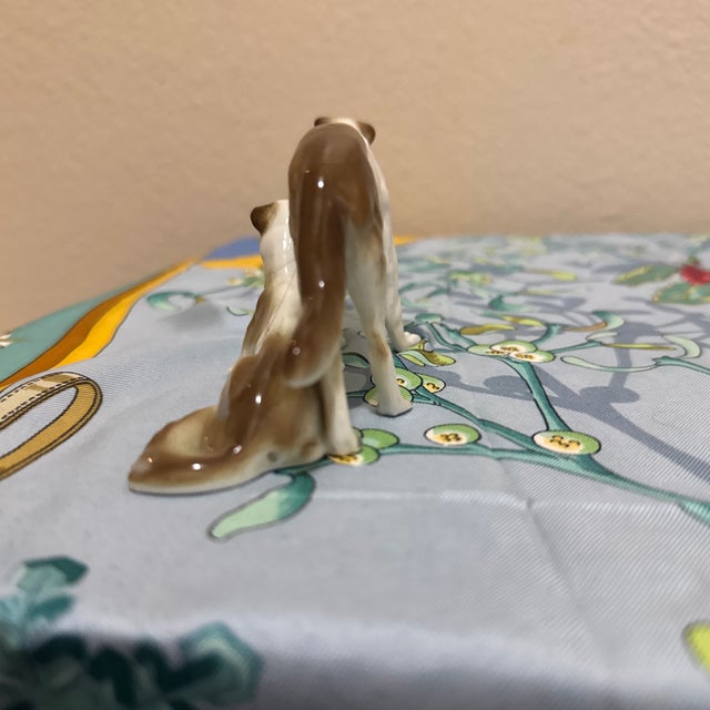American Vintage Porcelain Borzoi Russian Wolfhound Figurine - Standing & Reclining Dog Figurine For Sale - Image 3 of 8