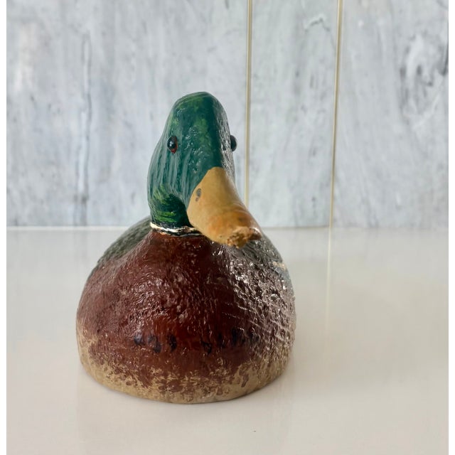 Folk Art Rustic Hand Painted Mallard Duck Decoy For Sale - Image 4 of 11
