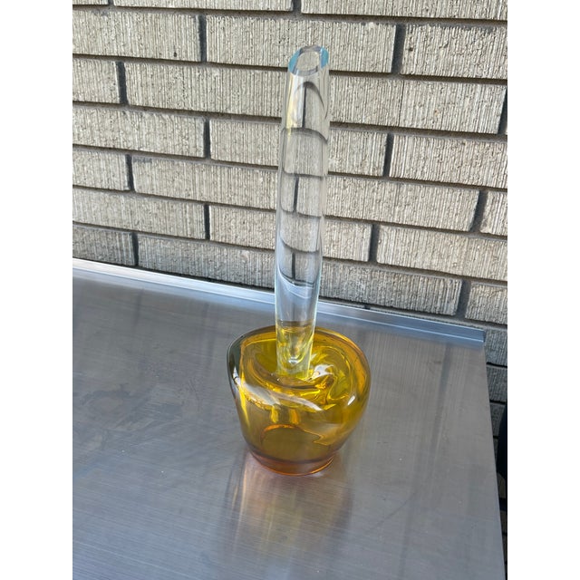 Rosenthal 1960s Rare Rosenthal Studio Line Germany Art Glass Amber Base and Clear Vase For Sale - Image 4 of 8