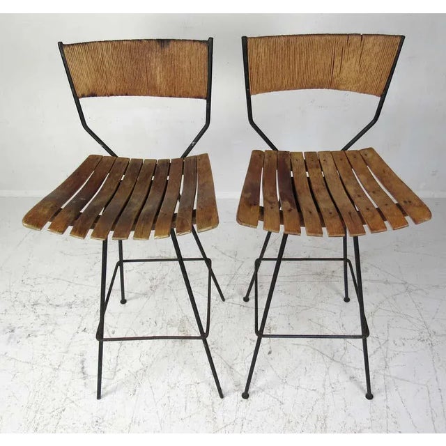 Arthur Umanoff Swivel Slat Stools for Raymor - a Pair For Sale - Image 10 of 10