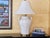 Vintage Paul Hanson Style White Ceramic Urn Table Lamp With Raised Botanical Relief Design For Sale - Image 17 of 18