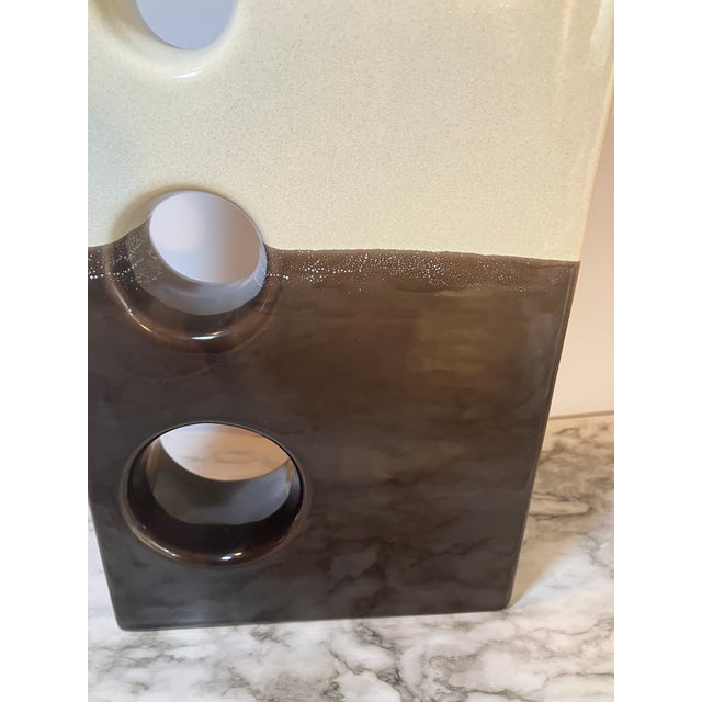 Artis Portugal Two Tone Geometric Cutout Vase Cream For Sale - Image 17 of 17