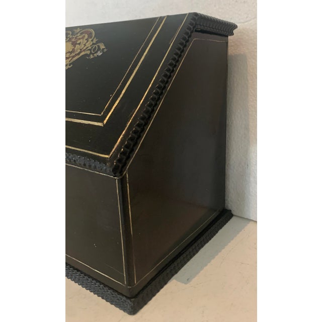 Napoleon III Letter Box in Black Wood and Marquetry, 19th Century For Sale - Image 3 of 12
