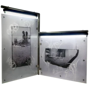 Large Urban Art Sculpture With Photo Transparency and Lucite "Diptych 2"
