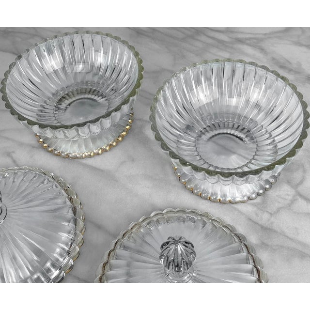 Vintage Hollywood Regency Scalloped Glass Lidded Candy Dish - A Pair For Sale - Image 6 of 9