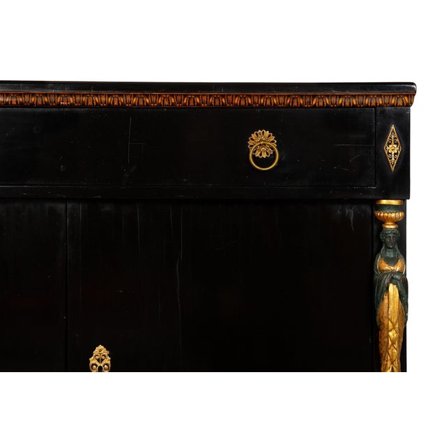 Black Fine Austrian Empire Black Lacquered Cabinet Sideboard Circa 1820 For Sale - Image 8 of 18